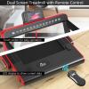 imageGoplus 2 in 1 Folding Treadmill with Dual Display 225HP Superfit Under Desk Electric Pad Treadmill InstallationFree Blue Tooth Speaker APP Control Remote Control Walking Jogging for HomeRed