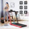 imageGoplus 2 in 1 Folding Treadmill with Dual Display 225HP Superfit Under Desk Electric Pad Treadmill InstallationFree Blue Tooth Speaker APP Control Remote Control Walking Jogging for HomeRed