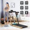 imageGoplus 2 in 1 Folding Treadmill with Dual Display 225HP Superfit Under Desk Electric Pad Treadmill InstallationFree Blue Tooth Speaker APP Control Remote Control Walking Jogging for HomeChampagne