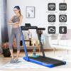 imageGoplus 2 in 1 Folding Treadmill with Dual Display 225HP Superfit Under Desk Electric Pad Treadmill InstallationFree Blue Tooth Speaker APP Control Remote Control Walking Jogging for HomeBlue