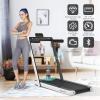 imageGoplus 2 in 1 Folding Treadmill with Dual Display 225HP Superfit Under Desk Electric Pad Treadmill InstallationFree Blue Tooth Speaker APP Control Remote Control Walking Jogging for HomeWhite