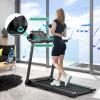 imageGoplus 225HP Folding Treadmill Portable Electric Superfit Treadmill WAPP Control 12 Preset Programs Blue Tooth Speaker LED Display Walking Running Machine for Home OfficeBlue