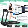 imageGoplus 3HP Electric Folding Treadmill SelfStanding Superfit Treadmill with APP Control Blue Tooth Speaker HD Touch Screen InstallationFree Walking Jogging Running Machine for Home OfficeNavy