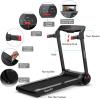 imageGoplus 3HP Electric Folding Treadmill SelfStanding Superfit Treadmill with APP Control Blue Tooth Speaker HD Touch Screen InstallationFree Walking Jogging Running Machine for Home OfficeRed