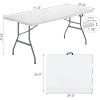 imageGoplus 6ft Folding Table Indoor Outdoor Foldable Plastic Folding Tables HeavyDuty Rectangular Fold Up Table wHandle Portable Utility Card Table for Picnic Party Dining Camping Beach White