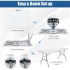 imageGoplus 6ft Folding Table Indoor Outdoor Foldable Plastic Folding Tables HeavyDuty Rectangular Fold Up Table wHandle Portable Utility Card Table for Picnic Party Dining Camping Beach White