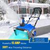 imageGoplus Electric Snow Blower 3190 RPM 20W Corded Snow Thrower w 15 AMP Motor 180 Rotating ampamp 30 FT Throwing Chute Dual LED Lights HDPE WearResistant Wheels Snow Removal for Driveway BlueBlue