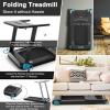 imageGoplus Folding Treadmill Compact Superfit Treadmill with APP Control Blue Tooth Speaker 12 Preset Programs LED Display and Device Holder Walking Running Machine for Home OfficeNavy