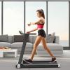 imageGoplus Folding Treadmill Compact Superfit Treadmill with APP Control Blue Tooth Speaker 12 Preset Programs LED Display and Device Holder Walking Running Machine for Home OfficeBlackSilver