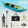 imageGoplus Inflatable Kayak 2Person Kayak Set for Adults with 507 LBS Weight Capacity 2 Aluminium Oars EVA Padded Seat 2 Fins Hand Pump Carry Bag Repair Kit Portable Touring KayaksBlueGreen