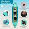 imageGoplus Inflatable Kayak 2Person Kayak Set for Adults with 507 LBS Weight Capacity 2 Aluminium Oars EVA Padded Seat 2 Fins Hand Pump Carry Bag Repair Kit Portable Touring KayaksBlueGreen