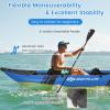 imageGoplus Inflatable Kayak 2Person Kayak Set for Adults with 507 LBS Weight Capacity 2 Aluminium Oars EVA Padded Seat 2 Fins Hand Pump Carry Bag Repair Kit Portable Touring KayaksBlue