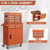 imageGoplus Rolling Tool Chest 5Drawer Tool Box Organizer wLockable Wheels ampamp Sliding Drawers ampamp Detachable Top ampamp Adjustable Shelf Tool Storage Cabinet for Garage WorkshopGrayOrange