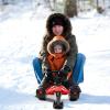 imageGoplus Snow Racer Sled Ski Sled Slider Board with Steering Wheel Twin Brakes Retractable Pull Rope for Kids Age 6 ampamp up Holds Two Children or a Teenager