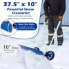 imageGoplus Snow Shovel with Wheels HeavyDuty Aluminium Snow Pusher w 375 AngleAdaptive Blade 90 Height Adjustable UShaped Handle Ergonomic Snow Plow Shovel for Doorway ampamp Sidewalk