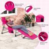 imageGoplus Tanning Chair Folding Adjustable Patio Lounge Chair with Face Hole Removable Pillow 330LBS Carry Strap Outdoor Sunbathing Chair Lightweight Portable Beach Lounge Chair 1 BeigePink