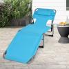 imageGoplus Tanning Chair Folding Adjustable Patio Lounge Chair with Face Hole Removable Pillow 330LBS Carry Strap Outdoor Sunbathing Chair Lightweight Portable Beach Lounge Chair 1 BeigeSky Blue