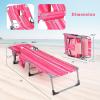 imageGoplus Tanning Chair Folding Adjustable Patio Lounge Chair with Face Hole Removable Pillow 330LBS Carry Strap Outdoor Sunbathing Chair Lightweight Portable Beach Lounge Chair 1 BeigePink Stripe