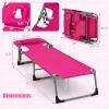 imageGoplus Tanning Chair Folding Adjustable Patio Lounge Chair with Face Hole Removable Pillow 330LBS Carry Strap Outdoor Sunbathing Chair Lightweight Portable Beach Lounge Chair 1 BeigePink