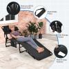 imageGoplus Tanning Chair Folding Adjustable Patio Lounge Chair with Face Hole Removable Pillow 330LBS Carry Strap Outdoor Sunbathing Chair Lightweight Portable Beach Lounge Chair 1 BeigeBlack