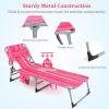 imageGoplus Tanning Chair Folding Adjustable Patio Lounge Chair with Face Hole Removable Pillow 330LBS Carry Strap Outdoor Sunbathing Chair Lightweight Portable Beach Lounge Chair 1 BeigePink Stripe