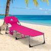 imageGoplus Tanning Chair Folding Adjustable Patio Lounge Chair with Face Hole Removable Pillow 330LBS Carry Strap Outdoor Sunbathing Chair Lightweight Portable Beach Lounge Chair 1 BeigePink