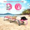 imageGoplus Tanning Chair Folding Adjustable Patio Lounge Chair with Face Hole Removable Pillow 330LBS Carry Strap Outdoor Sunbathing Chair Lightweight Portable Beach Lounge Chair 1 BeigePink Stripe