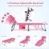 imageGoplus Tanning Chair Folding Adjustable Patio Lounge Chair with Face Hole Removable Pillow 330LBS Carry Strap Outdoor Sunbathing Chair Lightweight Portable Beach Lounge Chair 1 BeigePink Stripe