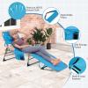 imageGoplus Tanning Chair Folding Adjustable Patio Lounge Chair with Face Hole Removable Pillow 330LBS Carry Strap Outdoor Sunbathing Chair Lightweight Portable Beach Lounge Chair 1 BeigeSky Blue