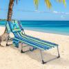imageGoplus Tanning Chair Folding Adjustable Patio Lounge Chair with Face Hole Removable Pillow 330LBS Carry Strap Outdoor Sunbathing Chair Lightweight Portable Beach Lounge Chair 1 BeigeBlue Stripe