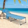 imageGoplus Tanning Chair Folding Adjustable Patio Lounge Chair with Face Hole Removable Pillow 330LBS Carry Strap Outdoor Sunbathing Chair Lightweight Portable Beach Lounge Chair 1 BeigeBlue