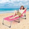 imageGoplus Tanning Chair Folding Adjustable Patio Lounge Chair with Face Hole Removable Pillow 330LBS Carry Strap Outdoor Sunbathing Chair Lightweight Portable Beach Lounge Chair 1 BeigePink Stripe