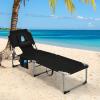 imageGoplus Tanning Chair Folding Adjustable Patio Lounge Chair with Face Hole Removable Pillow 330LBS Carry Strap Outdoor Sunbathing Chair Lightweight Portable Beach Lounge Chair 1 BeigeBlack