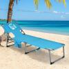 imageGoplus Tanning Chair Folding Adjustable Patio Lounge Chair with Face Hole Removable Pillow 330LBS Carry Strap Outdoor Sunbathing Chair Lightweight Portable Beach Lounge Chair 1 BeigeSky Blue