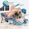 imageGoplus Tanning Chair Folding Adjustable Patio Lounge Chair with Face Hole Removable Pillow 330LBS Carry Strap Outdoor Sunbathing Chair Lightweight Portable Beach Lounge Chair 1 BeigeBlue Stripe