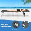 imageGoplus Tanning Chair Folding Adjustable Patio Lounge Chair with Face Hole Removable Pillow 330LBS Carry Strap Outdoor Sunbathing Chair Lightweight Portable Beach Lounge Chair 1 BeigeGrey