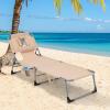 imageGoplus Tanning Chair Folding Adjustable Patio Lounge Chair with Face Hole Removable Pillow 330LBS Carry Strap Outdoor Sunbathing Chair Lightweight Portable Beach Lounge Chair 1 BeigeBeige