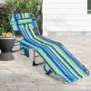 imageGoplus Tanning Chair Folding Adjustable Patio Lounge Chair with Face Hole Removable Pillow 330LBS Carry Strap Outdoor Sunbathing Chair Lightweight Portable Beach Lounge Chair 1 BeigeBlue Stripe