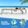 imageGoplus Tanning Chair Folding Adjustable Patio Lounge Chair with Face Hole Removable Pillow 330LBS Carry Strap Outdoor Sunbathing Chair Lightweight Portable Beach Lounge Chair 1 BeigeBlue Stripe