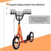 imageGoplus Youth Kick Scooter Kids Kick Scooter W 12Inch Air Filled Wheels Carbon Steel Frame Adjustable Handlebar Front and Rear Dual Brakes Ride On Toys for Adults Teens 8Orange