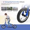 imageGoplus Youth Kick Scooter Kids Kick Scooter W 12Inch Air Filled Wheels Carbon Steel Frame Adjustable Handlebar Front and Rear Dual Brakes Ride On Toys for Adults Teens 8Blue