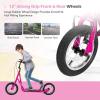 imageGoplus Youth Kick Scooter Kids Kick Scooter W 12Inch Air Filled Wheels Carbon Steel Frame Adjustable Handlebar Front and Rear Dual Brakes Ride On Toys for Adults Teens 8Pink