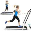 imageGoplus 2 in 1 Folding Treadmill 225HP Under Desk Electric Superfit Treadmill InstallationFree with APP Control Remote Control Bluetooth Speaker LED Display Walking for HomeWhite