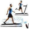 imageGoplus 2 in 1 Folding Treadmill 475HP Superfit Under Desk Electric Treadmill with APP Control LED Touch Screen Blue Tooth Speaker Remote Control Walking Jogging for Home OfficeWhite