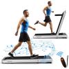 imageGoplus 2 in 1 Folding Treadmill 475HP Superfit Under Desk Electric Treadmill with APP Control LED Touch Screen Blue Tooth Speaker Remote Control Walking Jogging for Home OfficeSilver