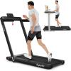 imageGoplus 2 in 1 Folding Treadmill with Dual Display 225HP Superfit Under Desk Electric Pad Treadmill InstallationFree Blue Tooth Speaker APP Control Remote Control Walking Jogging for HomeBlack