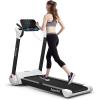 imageGoplus 225HP Electric Folding Treadmill InstallationFree Design with 8Stage Damping System Large LED Touch Display and Blue Tooth Speaker Compact Running Machine Superfit Treadmill for Home UseWhite