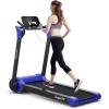 imageGoplus 225HP Electric Folding Treadmill InstallationFree Design with 8Stage Damping System Large LED Touch Display and Blue Tooth Speaker Compact Running Machine Superfit Treadmill for Home UseNavy Blue