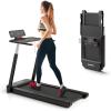 imageGoplus 3HP Treadmill with Desk Workstation Superfit Foldable Treadmills for Home Office Adjustable Height Bluetooth Speaker APP Control LED Display 25 Preset Programs Portable Running MachineBlack