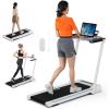 imageGoplus 3in1 Treadmill with Large Desk 25HP Folding Electric Treadmills LED Display Remote Control Blue Tooth Speakers Walking Jogging Machine for HomeOffice UseWhite